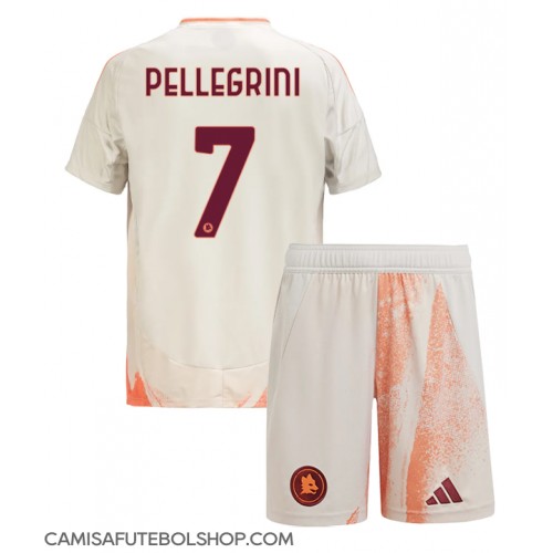 Camisa de time de futebol AS Roma Lorenzo Pellegrini #7 Replicas 2º Equipamento Infantil 2024-25 Manga Curta (+ Calças curtas)